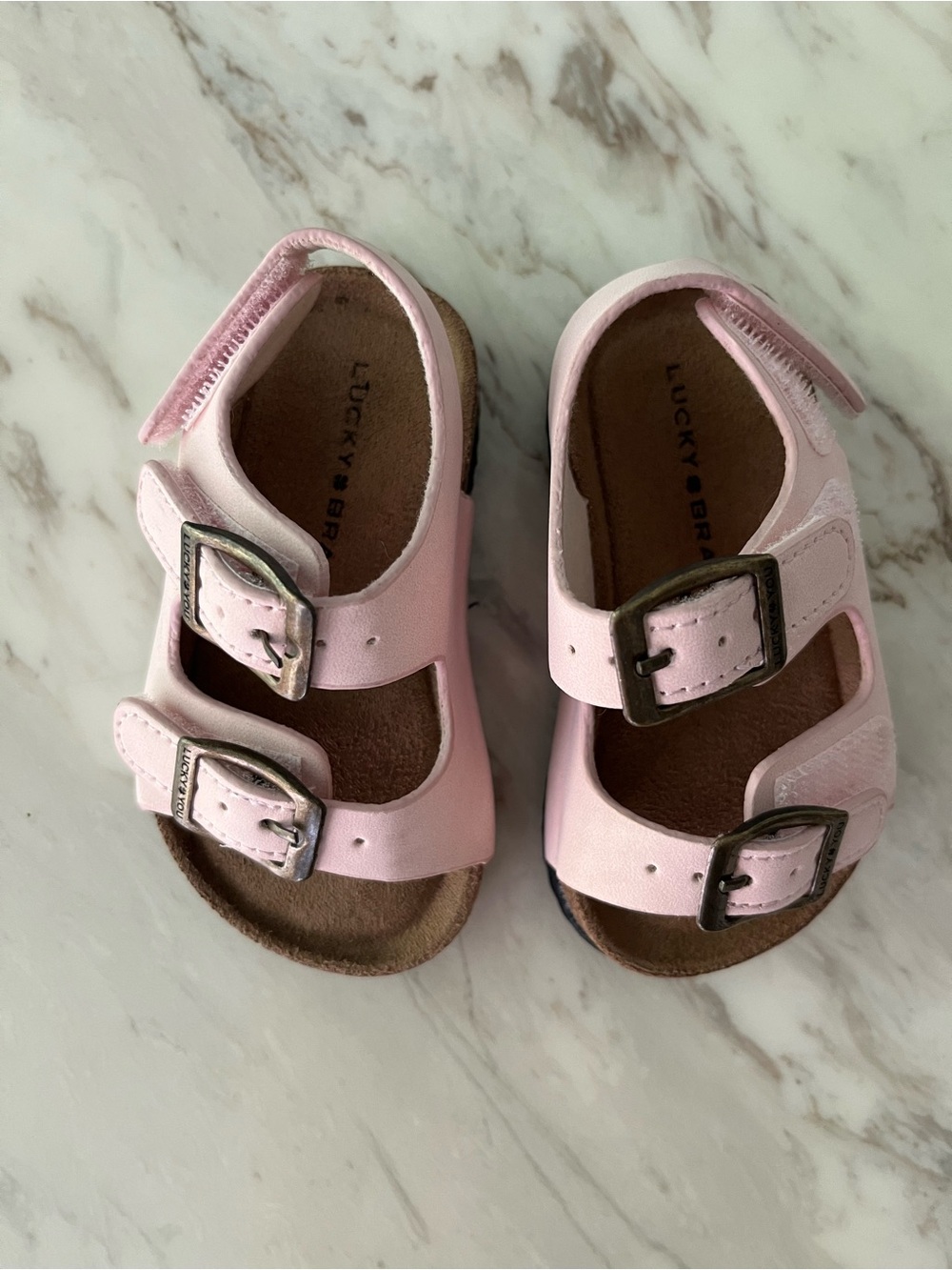 Lucky Brand Girls Light Pink Double Buckle Sandals